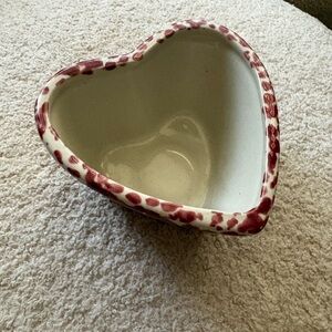 Heart-Shaped Ceramic Bowl with Red Accents